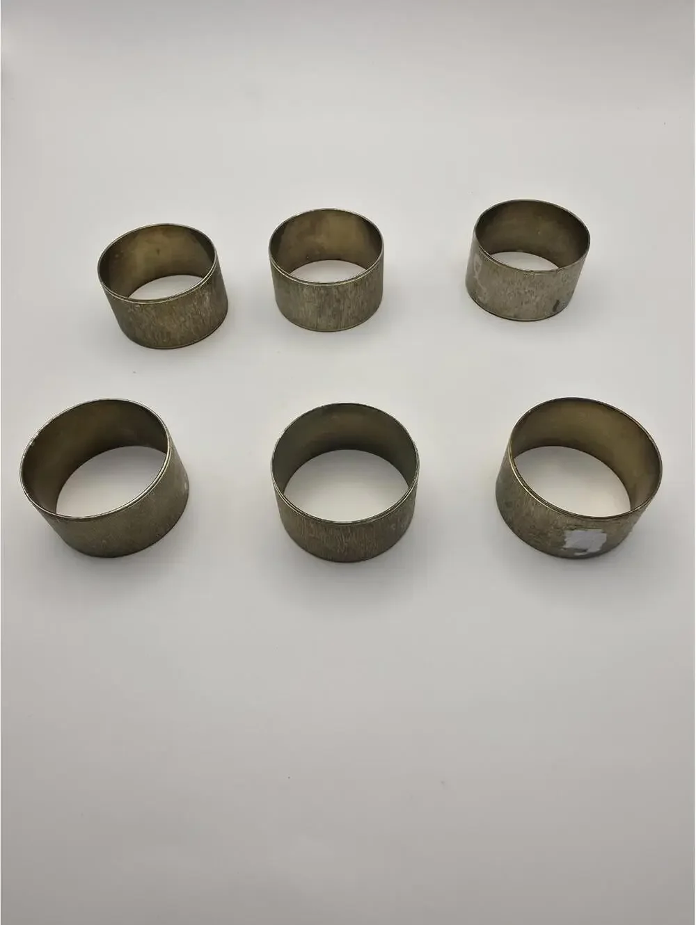 Vintage Audrey Brass Brushed Textured Patina Tone Napkin Rings Set Of 6 Matching
